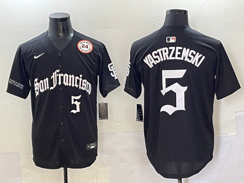Men 2025 San Francisco Giants 5 Yastrezemski Black Five generations Joint Name Nike MLB Jersey style 23